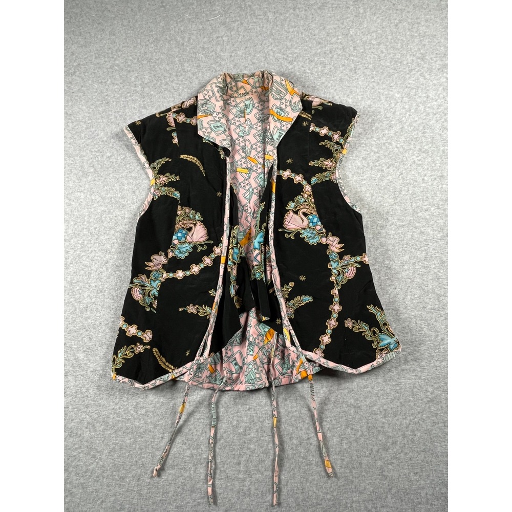 VTG Paula & Mopitz Ibiza Vest Women M Black Statement Maximalist Old Money